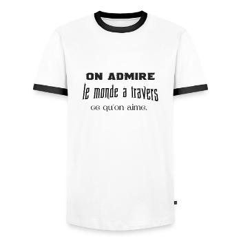 À travers l'amour - T-shirt contrasté Homme - blanc/noir - Devant - AI Model Female 172 light (172cm) & AI Model Male 178 dark (178cm)