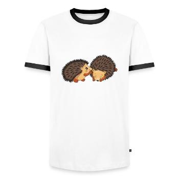 Zwei niedliche Igel - Männer Kontrast-T-Shirt - Weiß/Schwarz - Vorne - AI Model Female 172 light (172cm) & AI Model Male 178 dark (178cm)