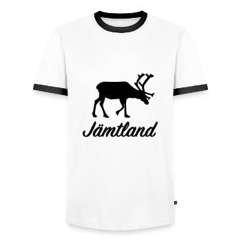 Jämtland Reindeer Sverige Northern Sweden Sweden - Men's Ringer Shirt - white/black - Front - AI Model Female 172 light (172cm) & AI Model Male 178 dark (178cm)