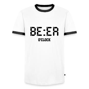 beer o'clock - Men's Ringer Shirt - white/black - Front - AI Model Female 172 light (172cm) & AI Model Male 178 dark (178cm)