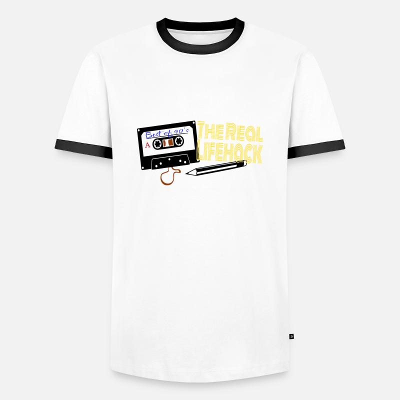 the real life hack - Männer Kontrast-T-Shirt - Weiß/Schwarz