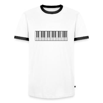 klavier - Männer Kontrast-T-Shirt - Weiß/Schwarz - Vorne - AI Model Female 172 light (172cm) & AI Model Male 178 dark (178cm)