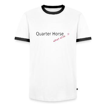 Quarter Horse, quoi d'autre - T-shirt contrasté Homme - blanc/noir - Devant - AI Model Female 172 light (172cm) & AI Model Male 178 dark (178cm)
