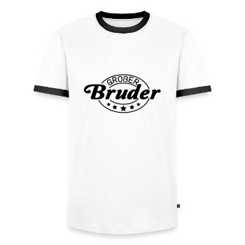 grosser_bruder__f1 - T-shirt contrasté Homme - blanc/noir - Devant - AI Model Female 172 light (172cm) & AI Model Male 178 dark (178cm)