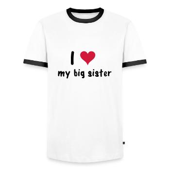 Sister - Men's Ringer Shirt - white/black - Front - AI Model Female 172 light (172cm) & AI Model Male 178 dark (178cm)