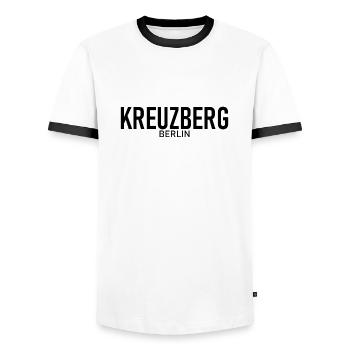 Kreuzberg - Berlin - Allemagne - Allemagne - T-shirt contrasté Homme - blanc/noir - Devant - AI Model Female 172 light (172cm) & AI Model Male 178 dark (178cm)