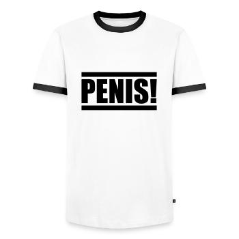 penis design - Männer Kontrast-T-Shirt - Weiß/Schwarz - Vorne - AI Model Female 172 light (172cm) & AI Model Male 178 dark (178cm)