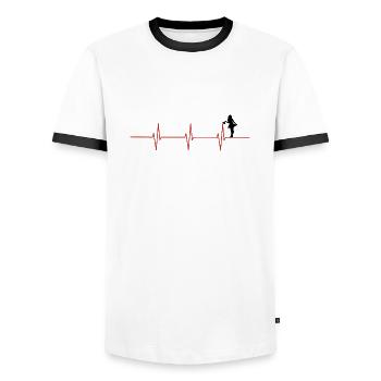 Heartbeat cleaning - Men's Ringer Shirt - white/black - Front - AI Model Female 172 light (172cm) & AI Model Male 178 dark (178cm)