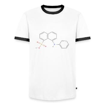 Lipase Molecule - Colored Structural Formula - Men's Ringer Shirt - white/black - Front - AI Model Female 172 light (172cm) & AI Model Male 178 dark (178cm)
