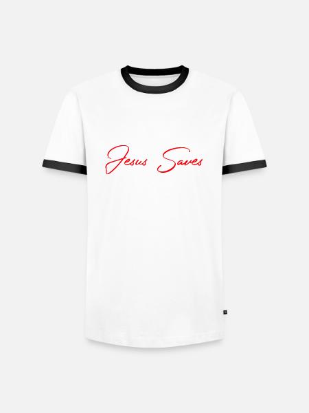 Jesus Save's Saying Christ - Men's Ringer Shirt - white/black