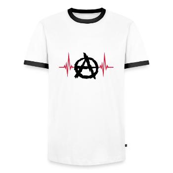 Puls Anarchie Symbol Logo - Männer Kontrast-T-Shirt - Weiß/Schwarz - Vorne - AI Model Female 172 light (172cm) & AI Model Male 178 dark (178cm)