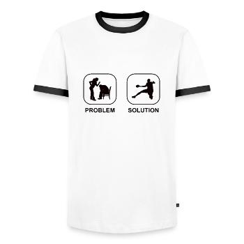 Handballverein Handballer Handball Handballspieler - Männer Kontrast-T-Shirt - Weiß/Schwarz - Vorne - AI Model Female 172 light (172cm) & AI Model Male 178 dark (178cm)