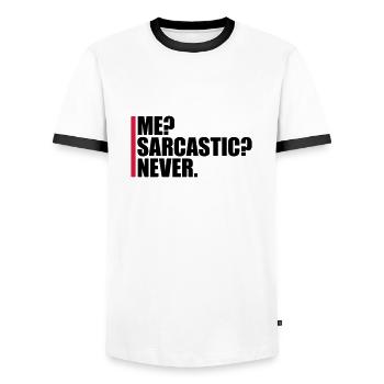me sarcastic never quote - Men's Ringer Shirt - white/black - Front - AI Model Female 172 light (172cm) & AI Model Male 178 dark (178cm)
