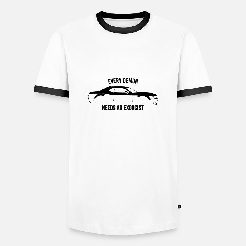 CHALLENGER DÄMON SLOGAN - Männer Kontrast-T-Shirt - Weiß/Schwarz
