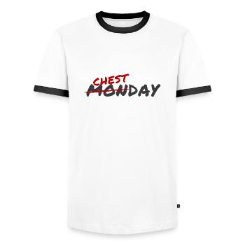 Chestday - Männer Kontrast-T-Shirt - Weiß/Schwarz - Vorne - AI Model Female 172 light (172cm) & AI Model Male 178 dark (178cm)