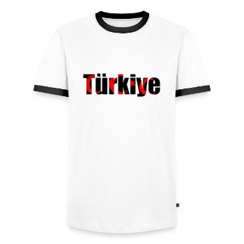 Türkiye Türkei Turquie - T-shirt contrasté Homme - blanc/noir - Devant - AI Model Female 172 light (172cm) & AI Model Male 178 dark (178cm)