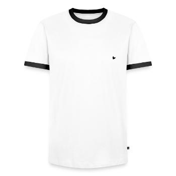 Angelina Cursive Name - Men's Ringer Shirt - white/black - Front - AI Model Female 172 light (172cm) & AI Model Male 178 dark (178cm)
