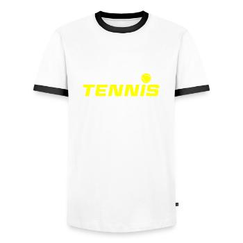 tennis - Männer Kontrast-T-Shirt - Weiß/Schwarz - Vorne - AI Model Female 172 light (172cm) & AI Model Male 178 dark (178cm)