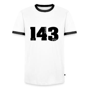143 i love you - Männer Kontrast-T-Shirt - Weiß/Schwarz - Vorne - AI Model Female 172 light (172cm) & AI Model Male 178 dark (178cm)