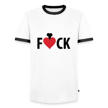 F2CK - Männer Kontrast-T-Shirt - Weiß/Schwarz - Vorne - AI Model Female 172 light (172cm) & AI Model Male 178 dark (178cm)