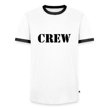 Crew - Men's Ringer Shirt - white/black - Front - AI Model Female 172 light (172cm) & AI Model Male 178 dark (178cm)
