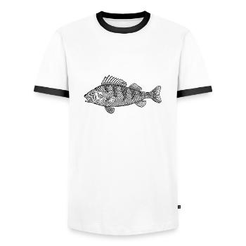 fish388 - Männer Kontrast-T-Shirt - Weiß/Schwarz - Vorne - AI Model Female 172 light (172cm) & AI Model Male 178 dark (178cm)