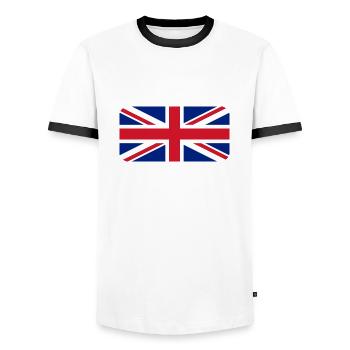 UK FLAG round corner 400 dpi - Männer Kontrast-T-Shirt - Weiß/Schwarz - Vorne - AI Model Female 172 light (172cm) & AI Model Male 178 dark (178cm)