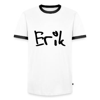 erik - Männer Kontrast-T-Shirt - Weiß/Schwarz - Vorne - AI Model Female 172 light (172cm) & AI Model Male 178 dark (178cm)