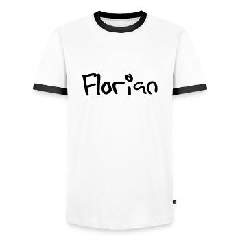 florian - Men's Ringer Shirt - white/black - Front - AI Model Female 172 light (172cm) & AI Model Male 178 dark (178cm)