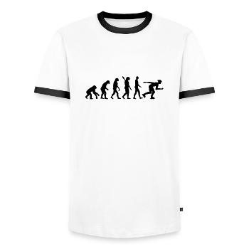 Évolution inline skating - T-shirt contrasté Homme - blanc/noir - Devant - AI Model Female 172 light (172cm) & AI Model Male 178 dark (178cm)
