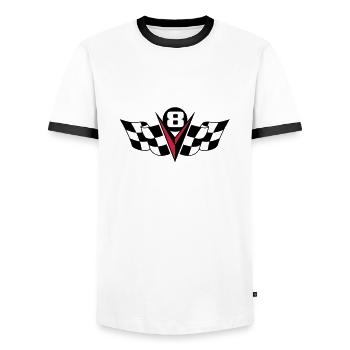 V8 Power 2c - Männer Kontrast-T-Shirt - Weiß/Schwarz - Vorne - AI Model Female 172 light (172cm) & AI Model Male 178 dark (178cm)