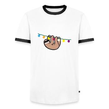 Faultier Party Sonnenbrille Sloth Malle - Männer Kontrast-T-Shirt - Weiß/Schwarz - Vorne - AI Model Female 172 light (172cm) & AI Model Male 178 dark (178cm)