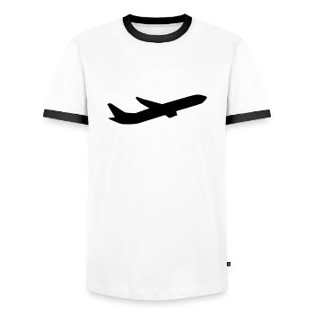 Flugzeug - Männer Kontrast-T-Shirt - Weiß/Schwarz - Vorne - AI Model Female 172 light (172cm) & AI Model Male 178 dark (178cm)