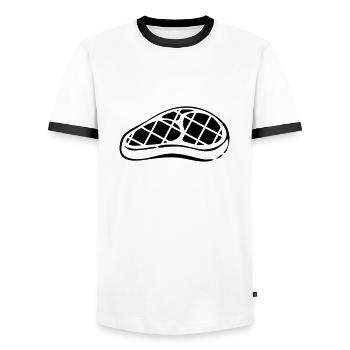steak design - Männer Kontrast-T-Shirt - Weiß/Schwarz - Vorne - AI Model Female 172 light (172cm) & AI Model Male 178 dark (178cm)