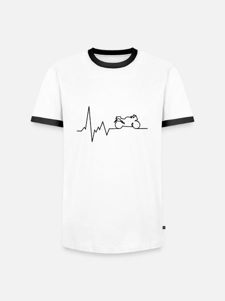 herzschlag motorrad - Männer Kontrast-T-Shirt - Weiß/Schwarz