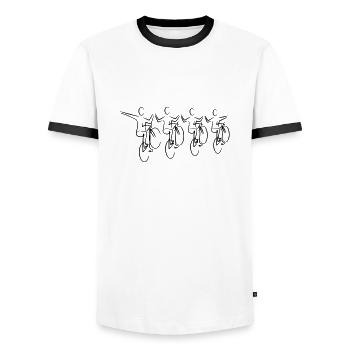 4er Kunstradsport 003 - Men's Ringer Shirt - white/black - Front - AI Model Female 172 light (172cm) & AI Model Male 178 dark (178cm)