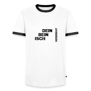 Dein Bein isch verdreht - Männer Kontrast-T-Shirt - Weiß/Schwarz - Vorne - AI Model Female 172 light (172cm) & AI Model Male 178 dark (178cm)