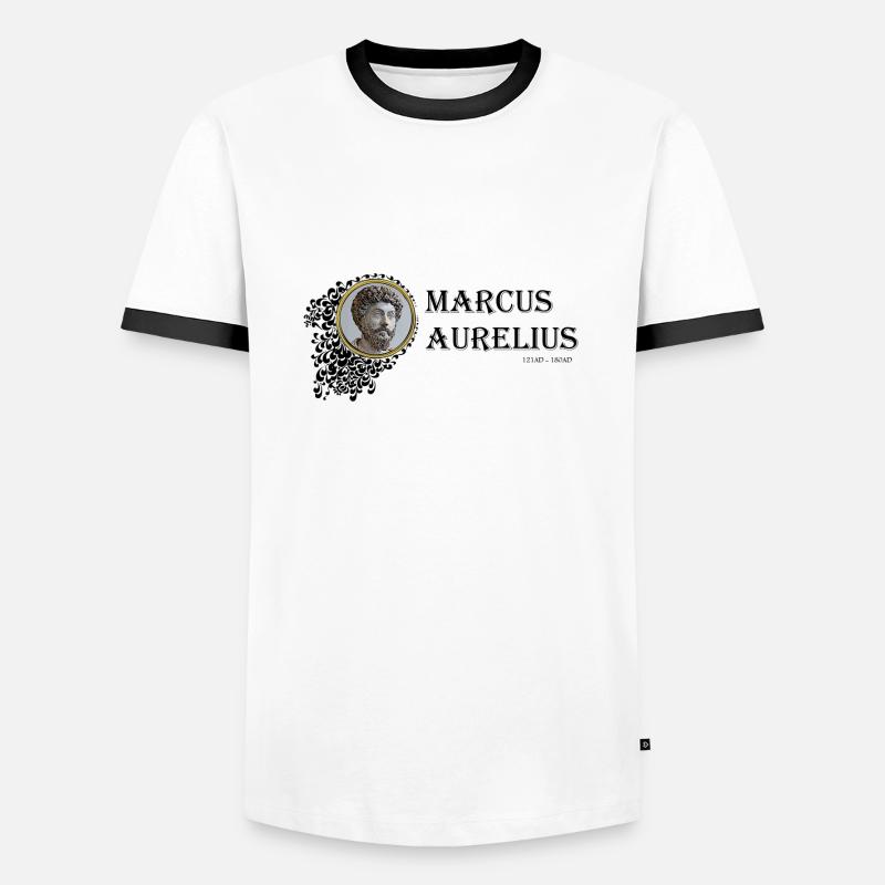Marcus Aurelius Framed (black text) - Men's Ringer Shirt - white/black
