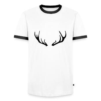 Stag antlers - Men's Ringer Shirt - white/black - Front - AI Model Female 172 light (172cm) & AI Model Male 178 dark (178cm)