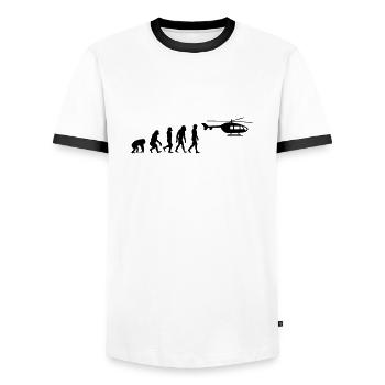Helicopter Pilot Evolution Stone Age - Men's Ringer Shirt - white/black - Front - AI Model Female 172 light (172cm) & AI Model Male 178 dark (178cm)