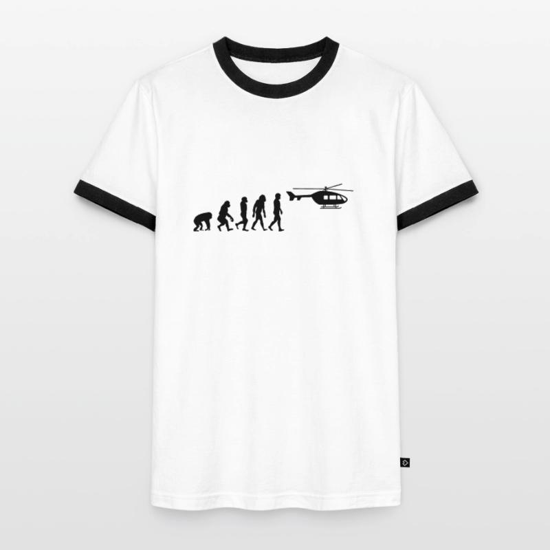 Helicopter Pilot Evolution Stone Age Men's Ringer Shirt
