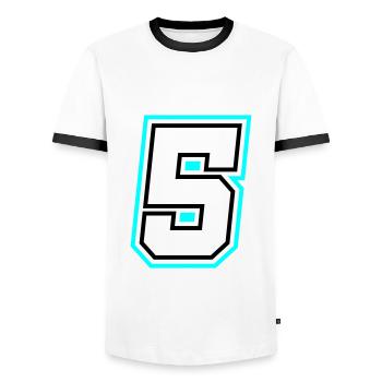 5 Number symbol - Men's Ringer Shirt - white/black - Front - AI Model Female 172 light (172cm) & AI Model Male 178 dark (178cm)