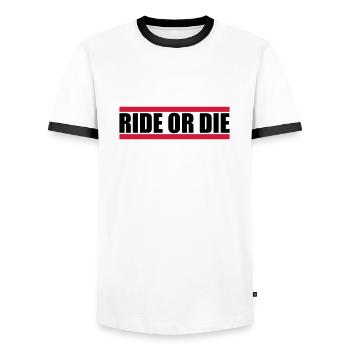 Logo Ride Die - T-shirt contrasté Homme - blanc/noir - Devant - AI Model Female 172 light (172cm) & AI Model Male 178 dark (178cm)
