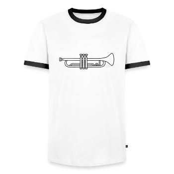 Music Trumpet Instrument - Men's Ringer Shirt - white/black - Front - AI Model Female 172 light (172cm) & AI Model Male 178 dark (178cm)