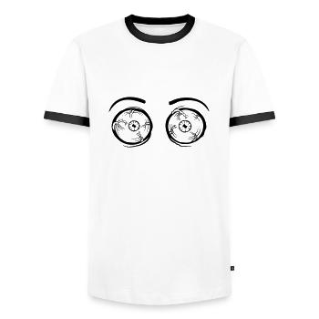 Monster 2 crazy eyes - Men's Ringer Shirt - white/black - Front - AI Model Female 172 light (172cm) & AI Model Male 178 dark (178cm)