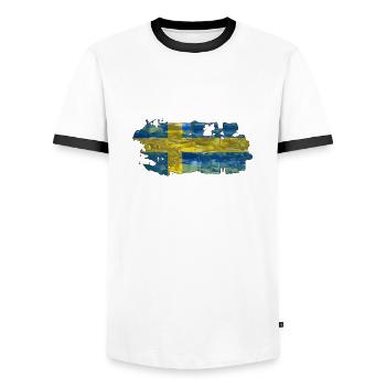 Sweden Sweden Viking Nordic Scandinavia Midsummer - Men's Ringer Shirt - white/black - Front - AI Model Female 172 light (172cm) & AI Model Male 178 dark (178cm)