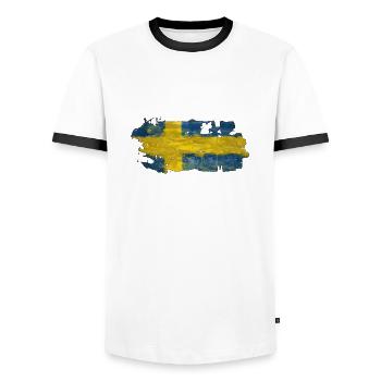 Sweden Sweden Viking Nordic Scandinavia Midsummer - Men's Ringer Shirt - white/black - Front - AI Model Female 172 light (172cm) & AI Model Male 178 dark (178cm)