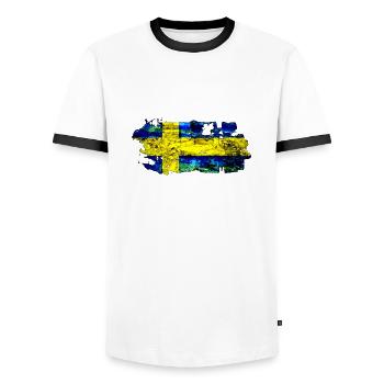 Sweden Sweden Viking Nordic Scandinavia Midsummer - Men's Ringer Shirt - white/black - Front - AI Model Female 172 light (172cm) & AI Model Male 178 dark (178cm)