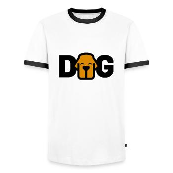 Logo DOG - Men's Ringer Shirt - white/black - Front - AI Model Female 172 light (172cm) & AI Model Male 178 dark (178cm)