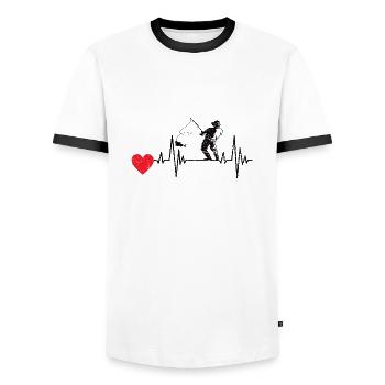 Pêche Pêche Hameçons Pêche Pêche - T-shirt contrasté Homme - blanc/noir - Devant - AI Model Female 172 light (172cm) & AI Model Male 178 dark (178cm)